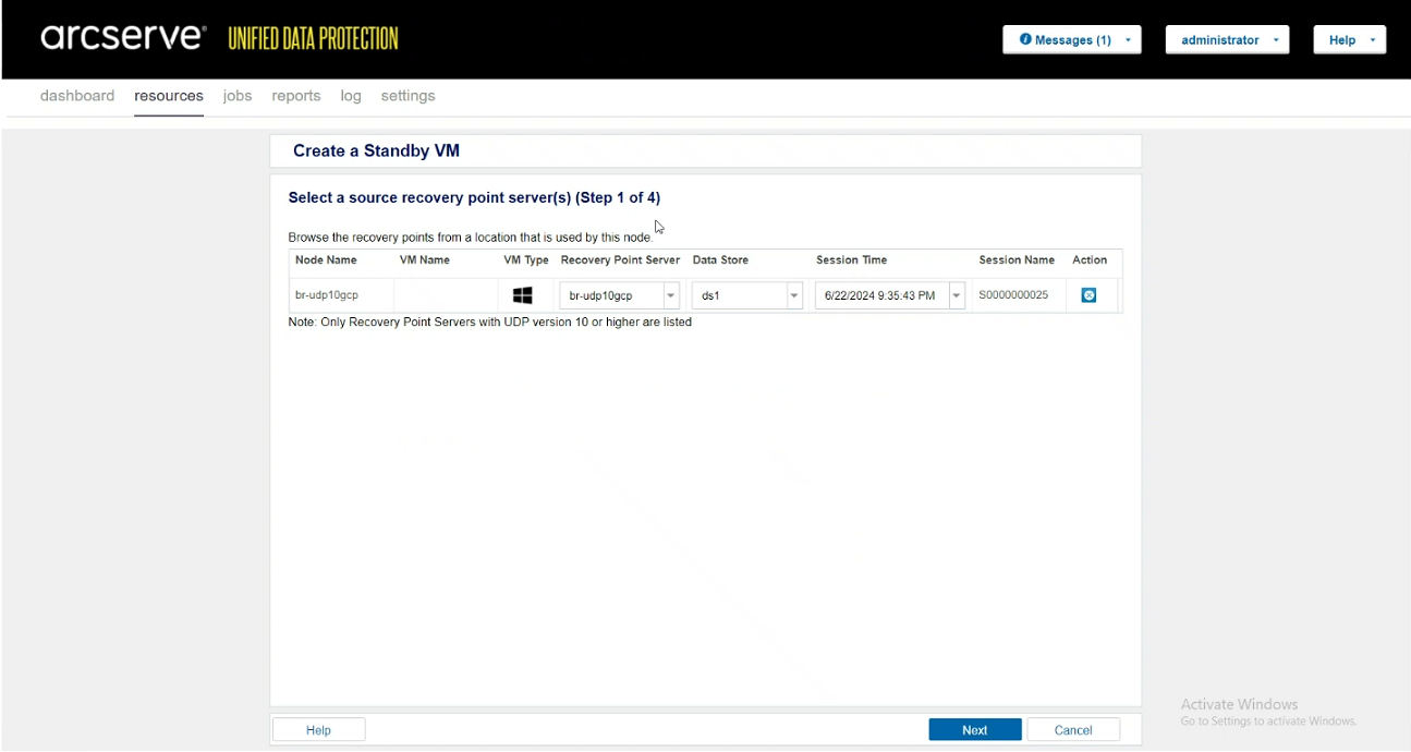 Create a Standby VM