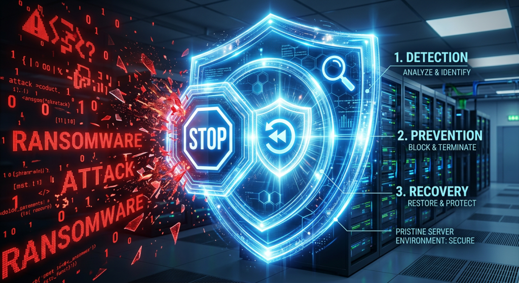 Ransomware Resilience Requires a Swift, Enterprise-wide Orchestrated Response 1 Illustrative ransomware resilience shield illustrating detection, prevention, and recovery